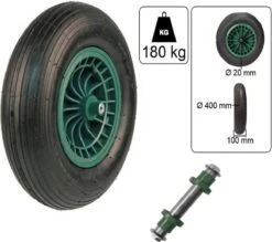 Kruiwagen Wiel 4.00 - 8 Luchtband Lijnprofiel - Asdiameter 20mm -Tuin Schoonmaak 1200x1062